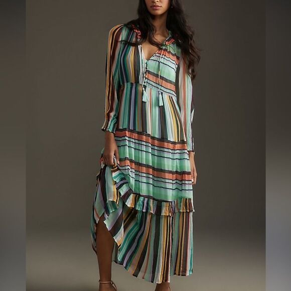Anthropologie Dresses & Skirts - NWOT Anthropologie The Marais Printed Striped Chiffon Maxi Dress